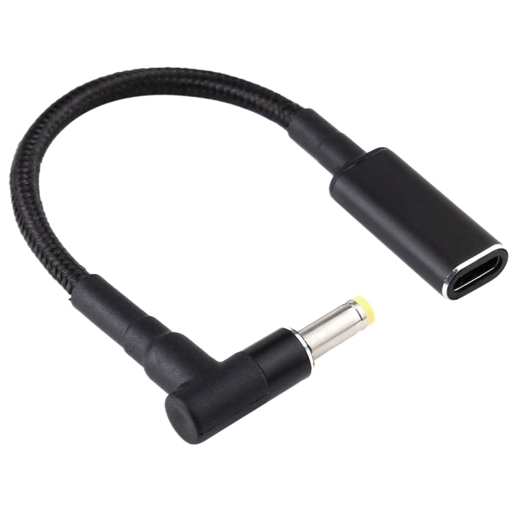 Câble tressé en nylon avec adaptateur coudé 5,5 x 1,7 mm vers USB-C Type-C
