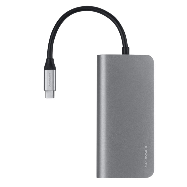 MOMAX DHC6E Convertisseur Adaptateur HUB Multifonction USB-C / Type-C 8 en 1 Version Améliorée (Gris Foncé)