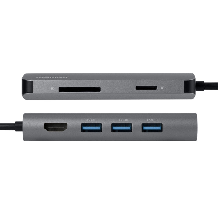 MOMAX DHC6E Convertisseur Adaptateur HUB Multifonction USB-C / Type-C 8 en 1 Version Améliorée (Gris Foncé)