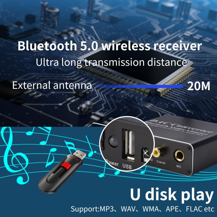 Adaptador de Audio Bluetooth NK-Q8 Convertidor DAC con Control remoto AU Plug