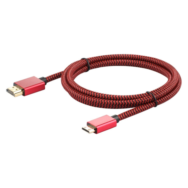 Ult-Unite Head-Gold Plated HDMI 2.0 Male to Mini HDMI Cable Nylon Braided Cable length: 3M (Red)