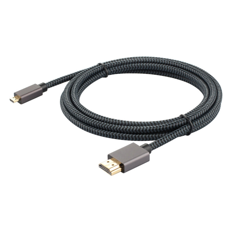 Uld-Uning Gold-plated HDMI Male Head to HDMI Micro Cable Nylon Braided Cable length: 1.2m (Black)
