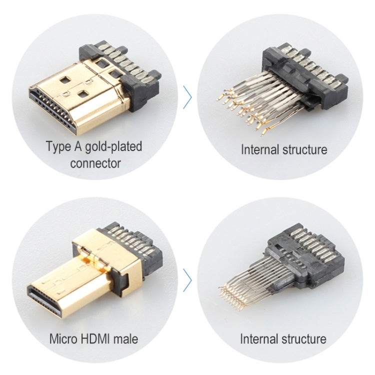 Tête mâle HDMI plaquée or Uld-Uning vers câble micro HDMI tressé en nylon Longueur du câble : 1,2 m (noir)