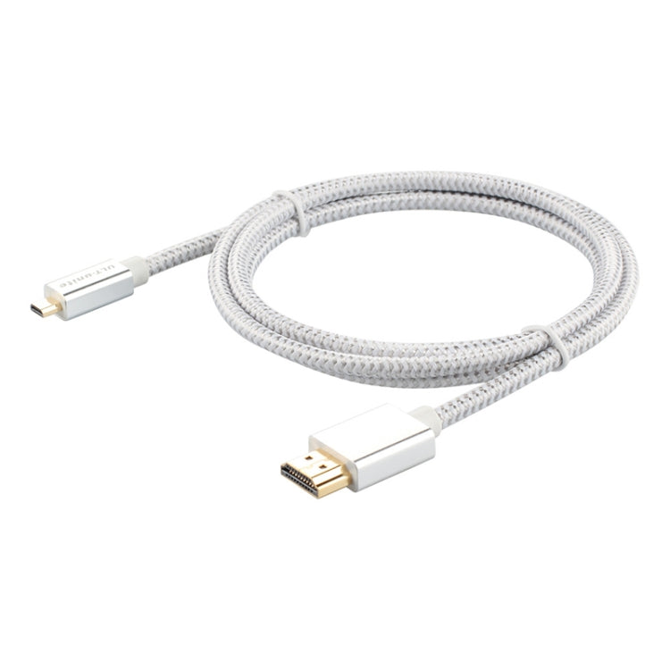 Tête mâle HDMI plaquée or Uld-Uning vers câble tressé en nylon micro HDMI Longueur du câble : 2 m (argent)