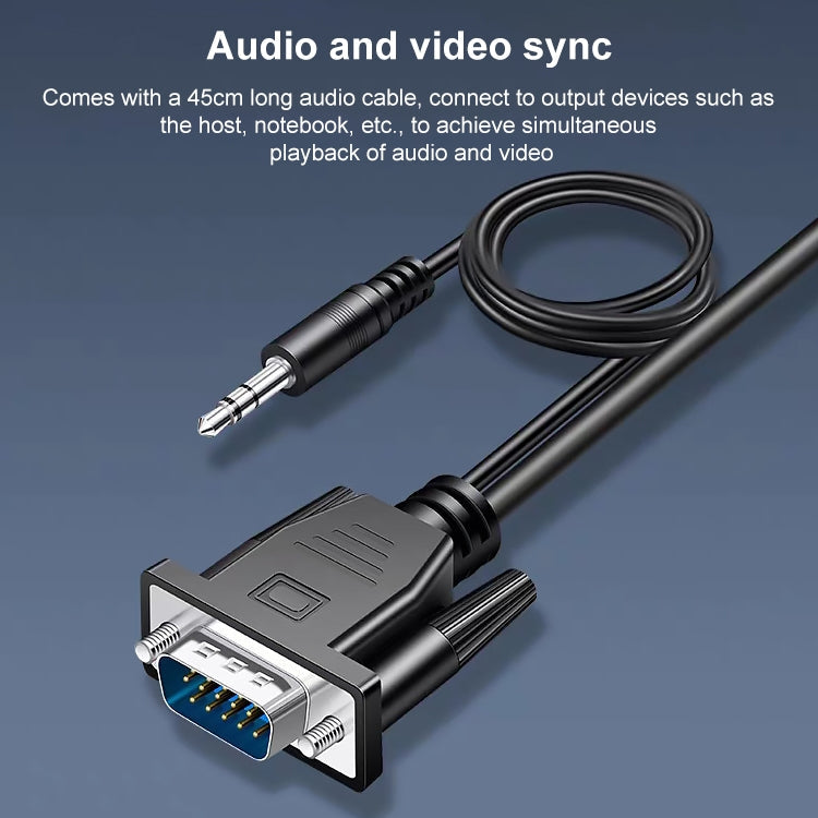 Convertisseur HDCO-VGAM2 1080P VGA mâle vers HDMI femelle avec câble audio 3,5 mm
