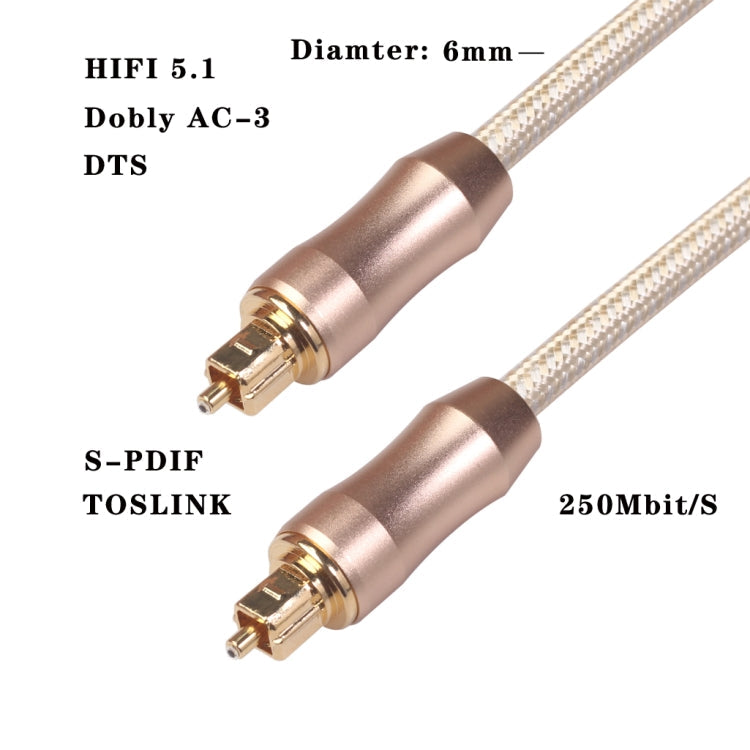 QHG02 SPDIF Cable de Audio de fibra Óptica trenzada enchapado en Oro Toslink longitud: 5 m