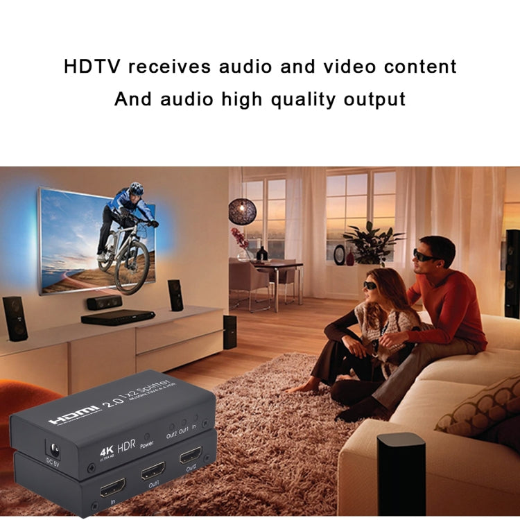 AYS-12V20 HDMI 2.0 1x2 4K Ultra HD Switch Splitter (Black)