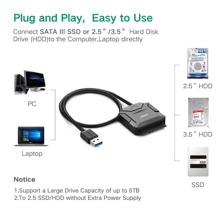Câble adaptateur de disque dur USB 3.0 SATA III vers USB 3.0 pour
