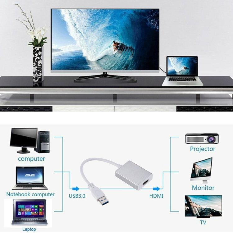 USB3.0 to HDMI External Graphics Card Converter Cable (Silver)