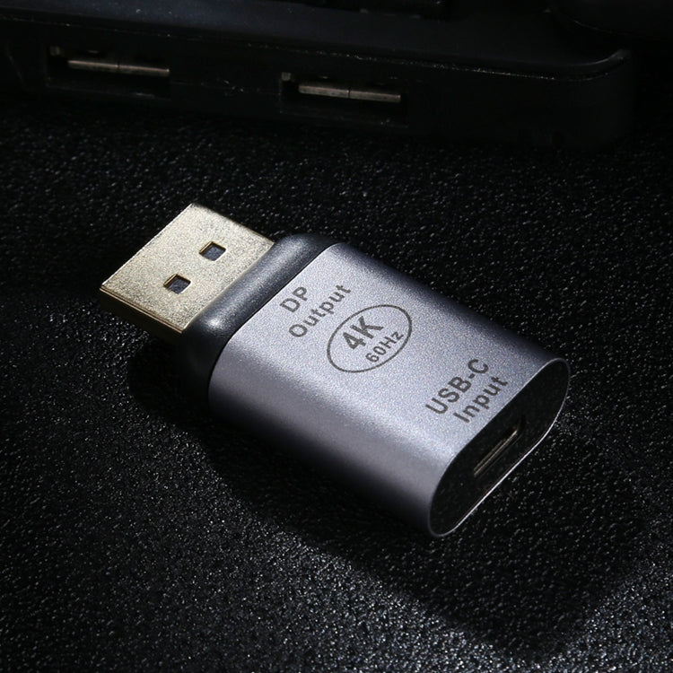 Adaptador de aleación de Aluminio tipo C / USB-C Hembra a Macho Grande DP (Plateado)