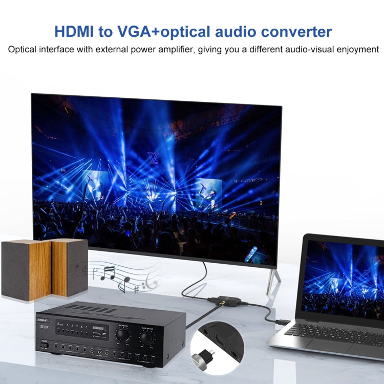 Onten 35165 HDMI a VGA + Conversor de Audio óptico Para Altavoz / TV / computadora