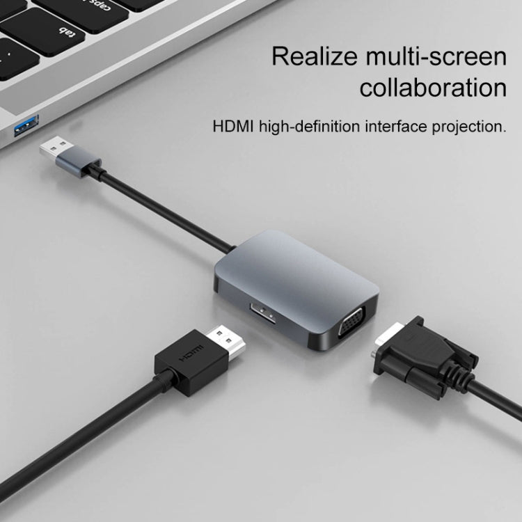 Base de expansión multifunción 3 en 1 USB a HDMI + VGA HUB