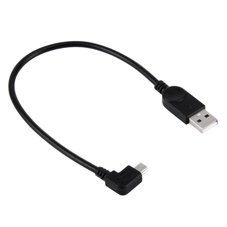 Cable de Carga / datos Mini USB a USB con ángulo de 90 grados longitud: 28 cm