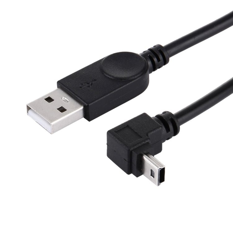 Codo de ángulo de 90 grados Mini USB a Cable de Carga / datos USB longitud: 28 cm