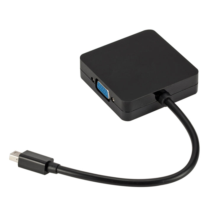 Câble adaptateur carré 3 en 1 Mini DP mâle vers HDMI + VGA + DVI femelle Longueur : 18 cm (Noir)