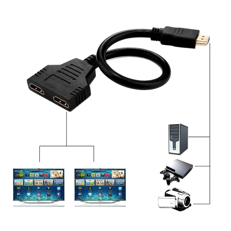 Adaptateur de connecteur de câble HDMI mâle vers double HDMI femelle 1.4 version 30 cm