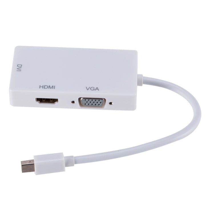Multifonction Rectangle Mini DP vers HDMI + DVI + VGA Longueur du câble : 28 cm (Blanc)