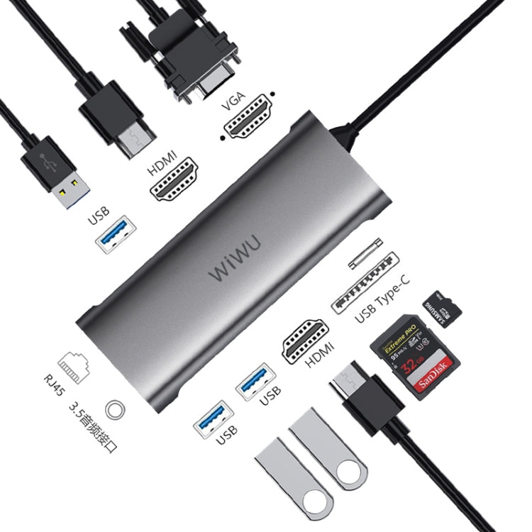 Adaptador HUB multifunción USB-C / tipo C de WIWU Alpha A11312H 11 en 1