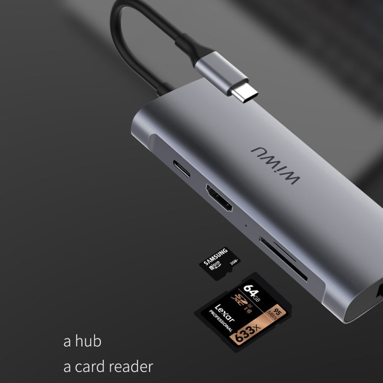 Adaptador HUB de extensión multifuncional WIWU 831 8 en 1 tipo C / USB-C