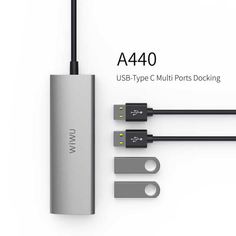Adaptador HUB de extensión multifuncional WIWU A440 4 en 1 Tipo-C / USB-C