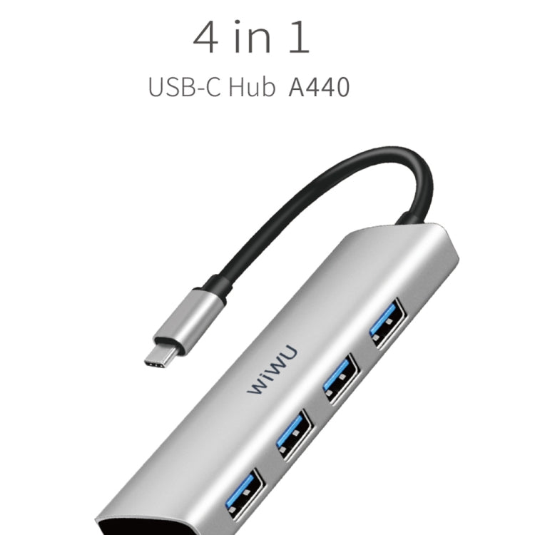 Adaptador HUB de extensión multifuncional WIWU A440 4 en 1 Tipo-C / USB-C