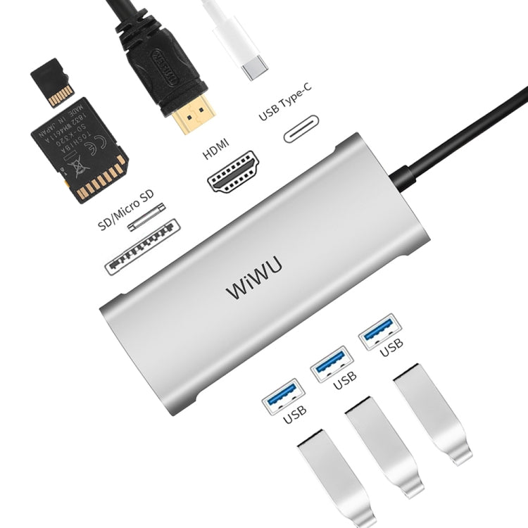 Adaptador HUB de extensión multifuncional WIWU A731 7 en 1 Tipo-C / USB-C
