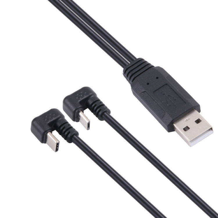 U-shaped USB-C / Type-C Male + Micro USB Male to USB Cable