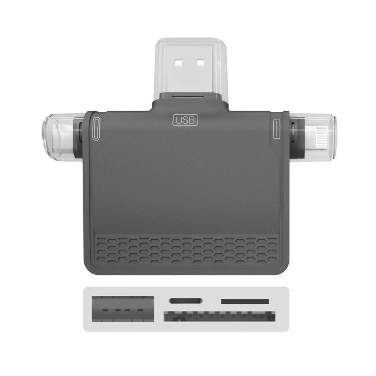 NK-939C 3 in 1 USB to USB-C / Type C + 8Pin Multifunctional Station (Grey)