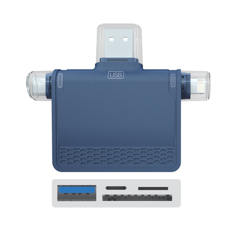 NK-939C 3 in 1 USB to USB-C / Type C + 8Pin Multifunctional Station (Blue)