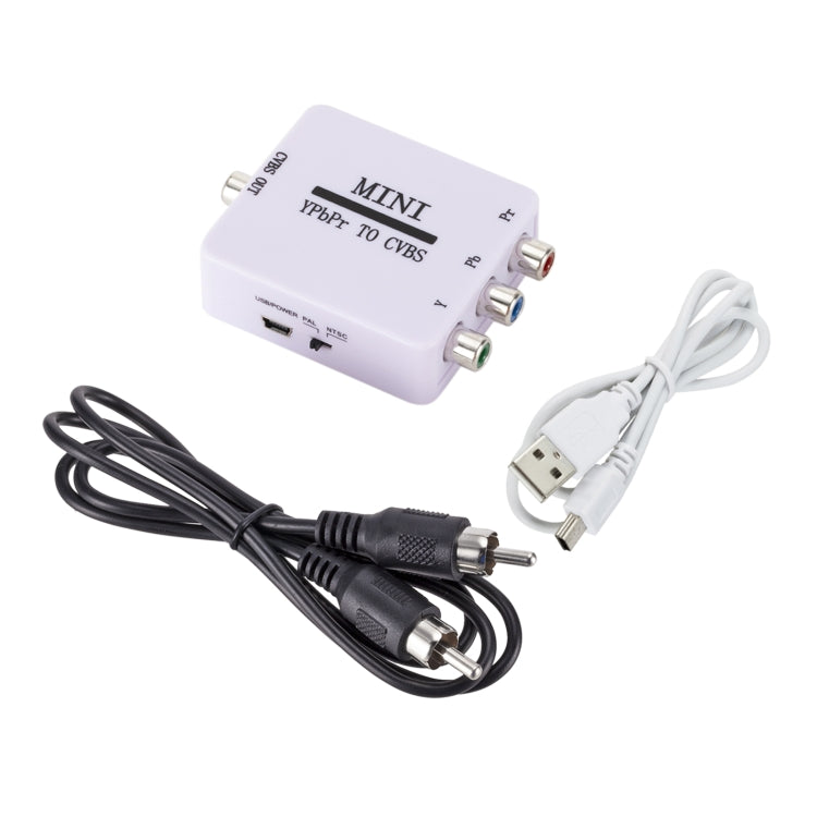 Mini YPBPR to CVBS Video Converter Component AV Adapter For TV / Projector / Monitor (White)