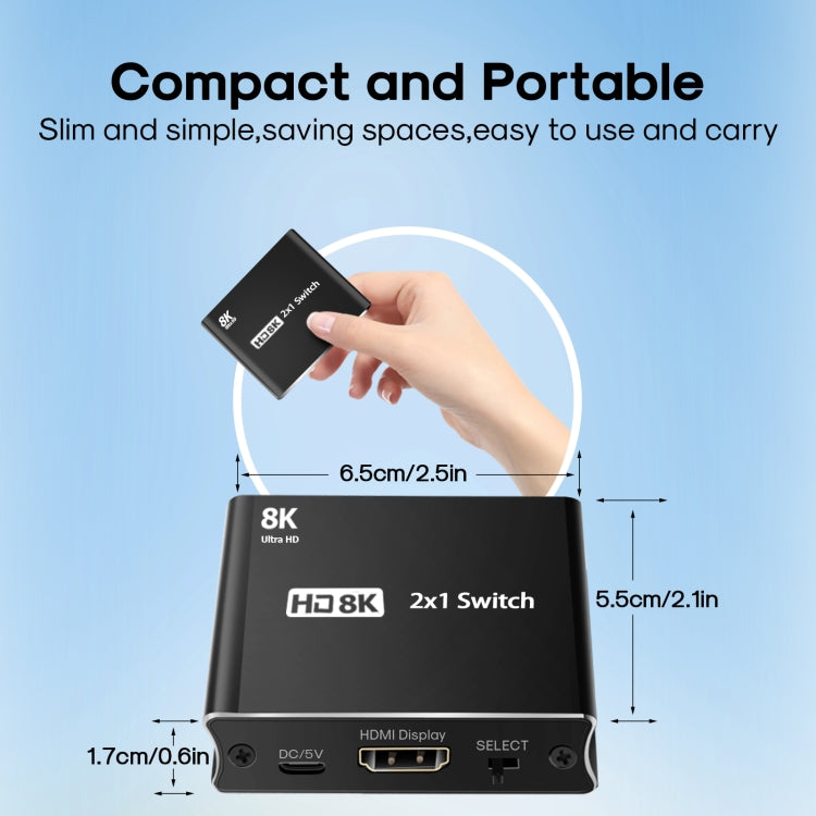 NK-W80 8K UHD HDMI 2x1 interruptor de un solo sentido