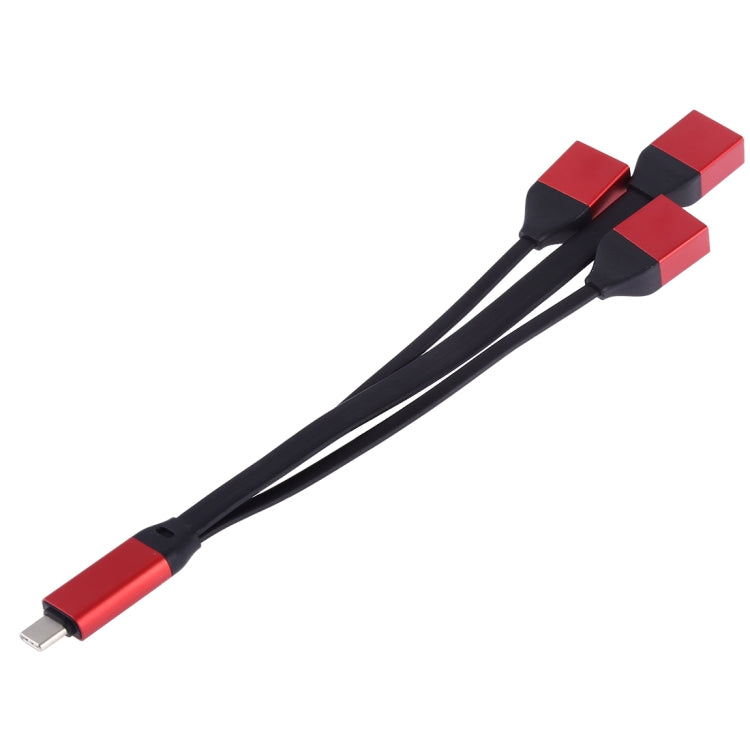 Cable adaptador 3 en 1 tipo C / USB-C a 3 x USB 3.0 (Rojo)