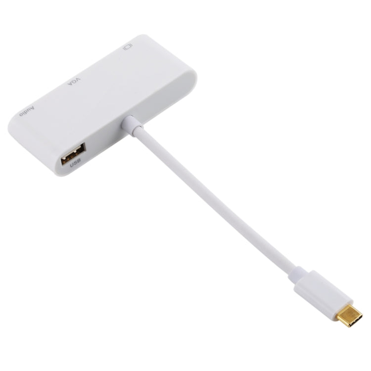 Adaptador USB 2.0 + Puerto de Audio + VGA + HDMI a USB-C / Type-C HUB (Blanco)