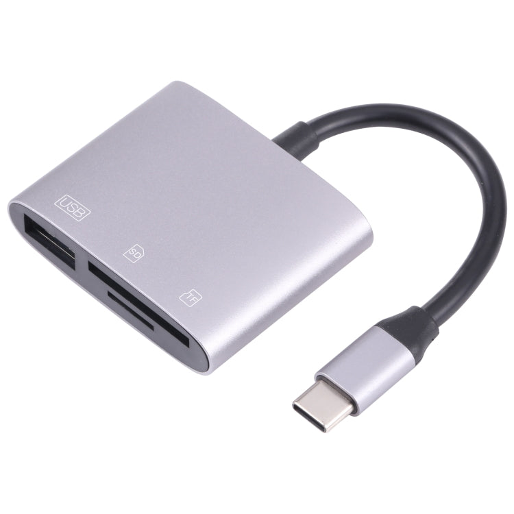 NK-3041 3 in 1 USB-C / TYPE-C Male to USB Female + SD / TF Card Slots OTG Adapter SD / TF Card Reader