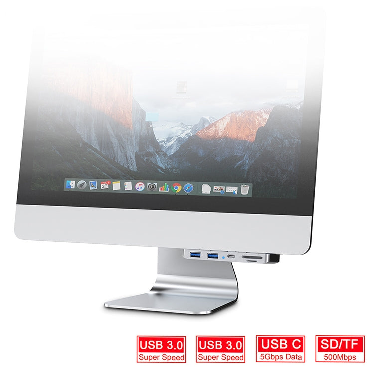 Rocketek For iMac Type-C / USB-C + Dual USB3.0 + SD / TF Multi-function Expansion Dock HUB