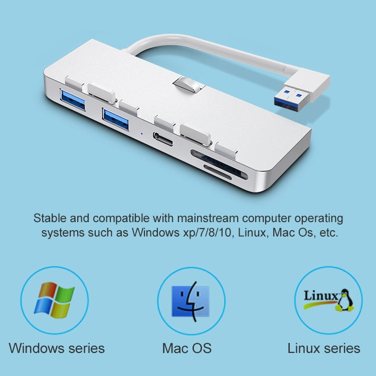 Rocketek For iMac Type-C / USB-C + Dual USB3.0 + SD / TF Multi-function Expansion Dock HUB