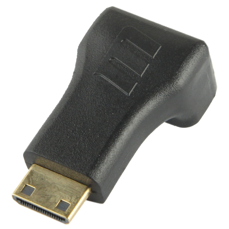 Adaptador Mini HDMI Macho a HDMI Hembra de 19 pines chapado en Oro con ángulo de 90 grados (Negro)