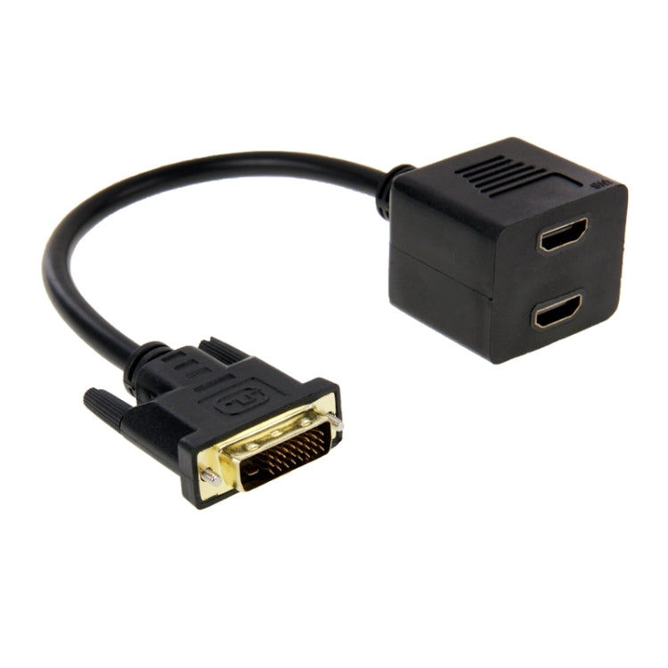 24+1 Pin Male to 2 x HDMI Female 29.5cm DVI Splitter Cable (Black)