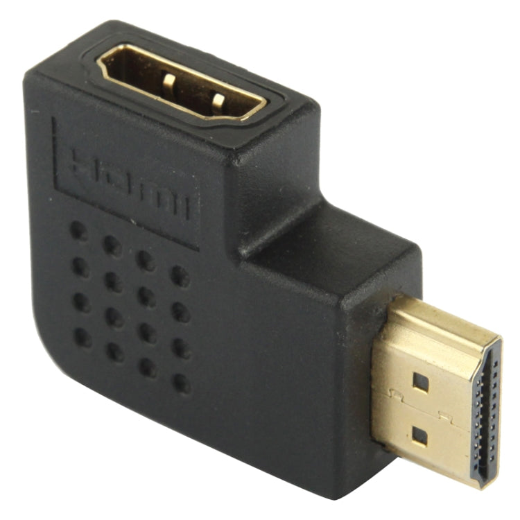 Gold Plated HDMI 19 Pin Male to HDMI 19 Pin Female Adapter with 90 Degree Angle (Black)