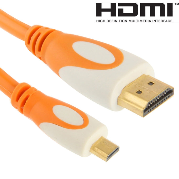 Câble micro HDMI plaqué or 1,5 m 19 broches HDMI version 1.4 compatible avec 3D/HD TV/XBOX 360/PS3/projecteur/lecteur DVD, etc. (Orange)