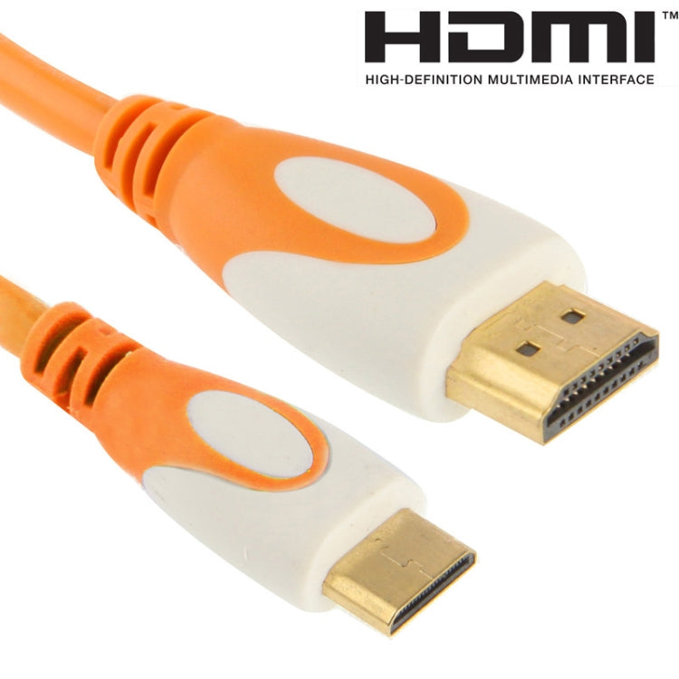 Câble Mini HDMI Plaqué Or 1,5 m vers 19 broches Version 1.4 compatible avec 3D / HD TV / XBOX 360 / PS3 / Projecteur / Lecteur DVD etc. (Orange)