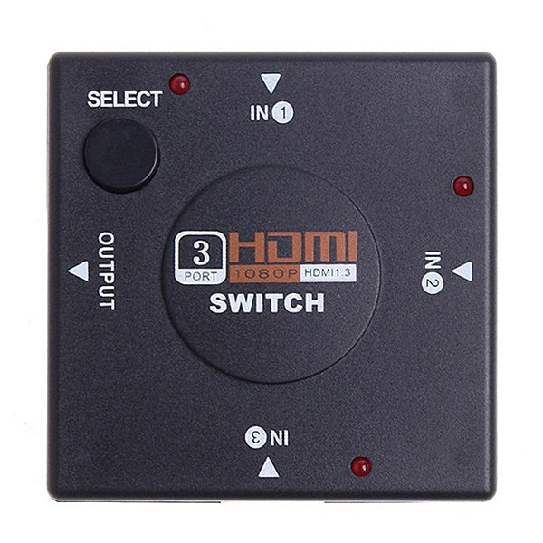 Conmutador HDMI 1080P de 3 Puertos (Negro)