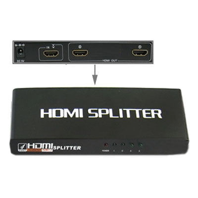2 Port 1080P HDMI Splitter Version 1.3 compatible with HD TV / Xbox 360 / PS3 etc. (Black)