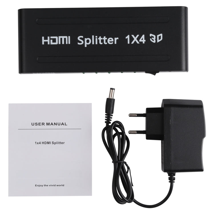 HDMI Splitter 1080P 1x4 Version 1.4 EU Plug (Black)
