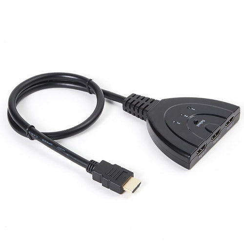 Commutateur HDMI 3x1 Pigtail jusqu'à 1080P (plaqué or) (noir)