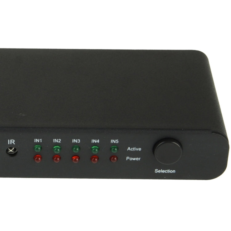 Conmutador HDMI Full HD 1080P de 5 Puertos con Control remoto e indicador LED (Negro)