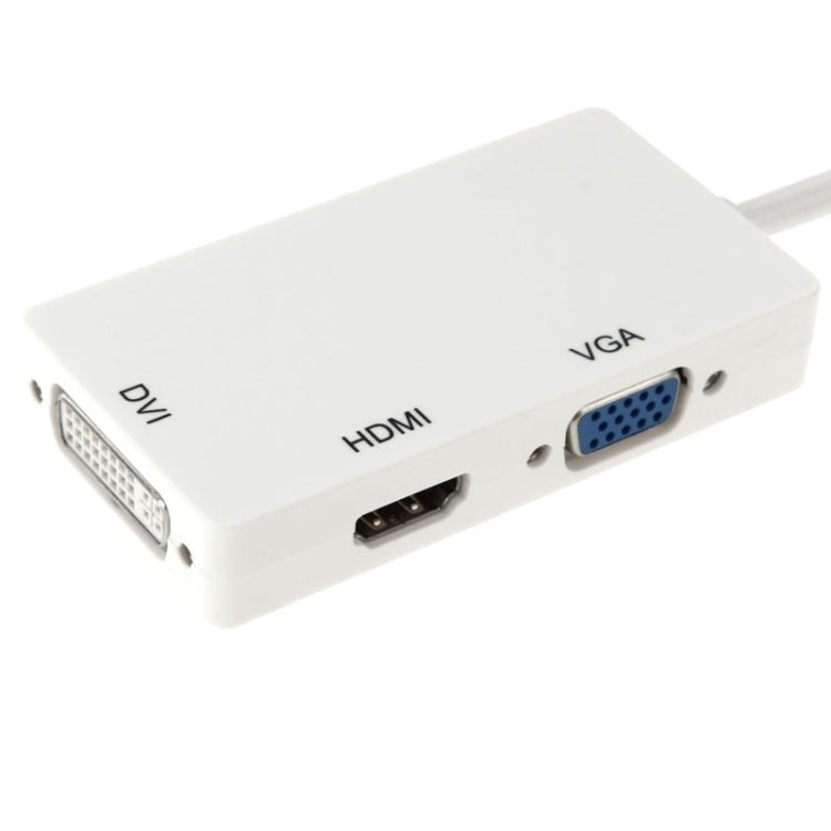 Mini DisplayPort Male to HDMI + VGA + DVI Female Adapter Converter Cable For Mac Book Pro Air Cable Length: 17cm (White)
