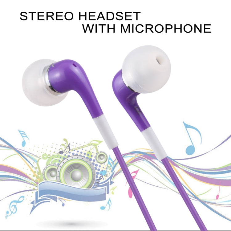 Écouteurs stéréo bicolores intra-auriculaires 3,5 mm avec contrôle du volume et microphone (violet)