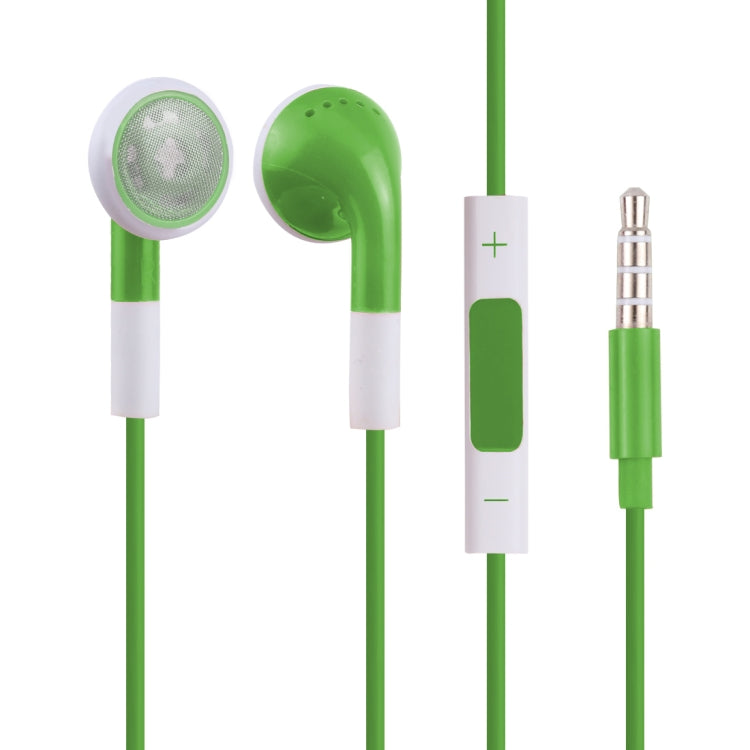 Doble Color 3.5mm Auricular Stereo con Control de volumen y Micrófono (verde)