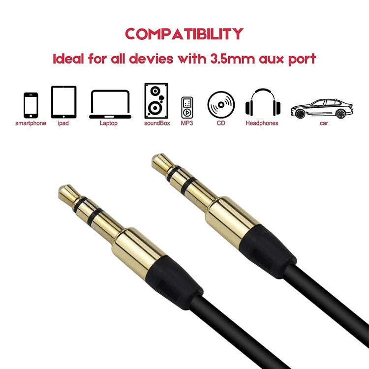 1M Aux Audio Cable de 3.5 mm Macho a hombre compatible con Teléfonos tabletas Auriculares reproductor de mp3 auto / hogar Stereo y más (Negro)